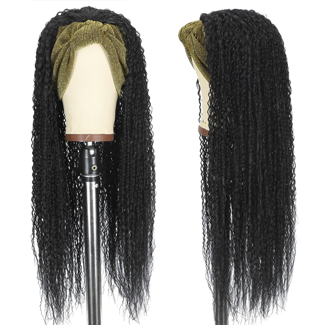 弾むカーリー合成かつら高温繊維人工毛ヘッドバンドかつら女性のための日常使用ロングウィッグ