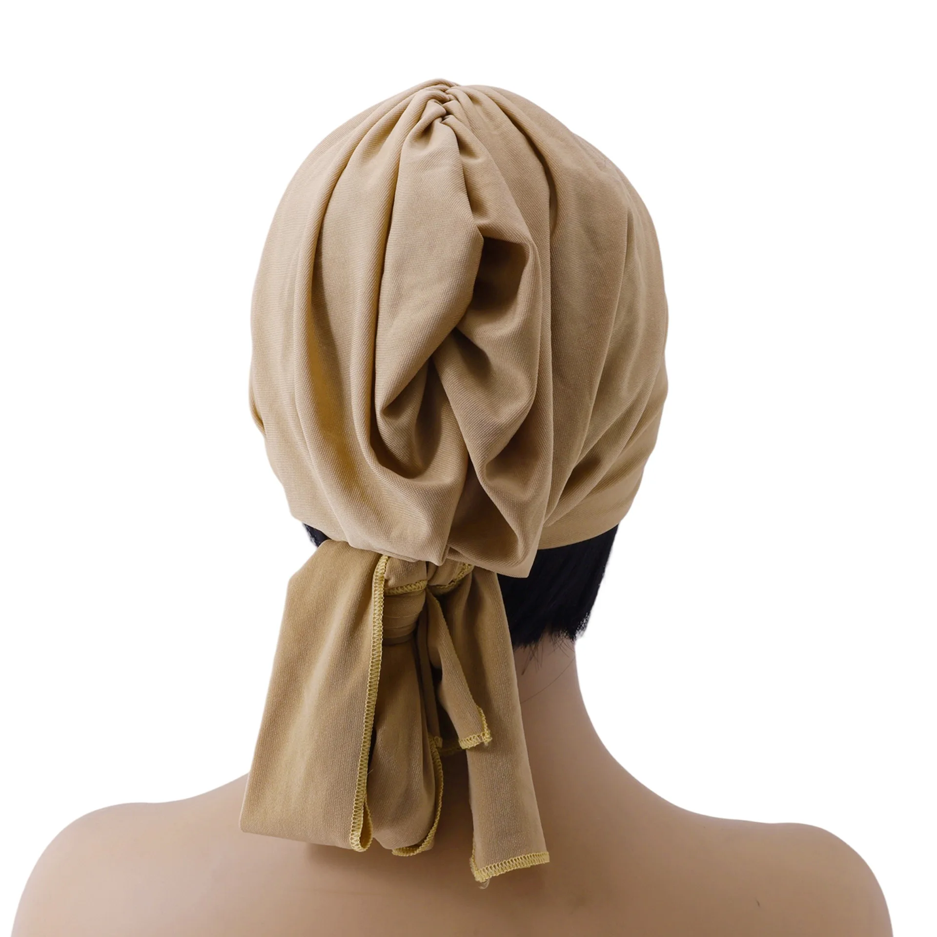 Novas mulheres aba larga lenço chapéu de sol cinta plissada boné de beisebol de cauda longa muçulmano hijab gravata volta cabeça envoltório viseira chapéu