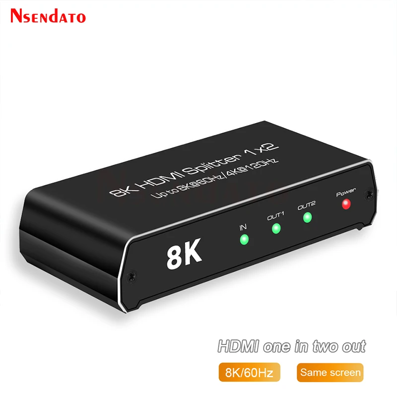 

8K 60Hz HDR Splitter HDMI 4k 120Hz HDR 1X2 HDMI Switch 1 In 2 Out HDR HDMI 2.1 Splitter Switch Switcher adapter For PS5/4 HDTV