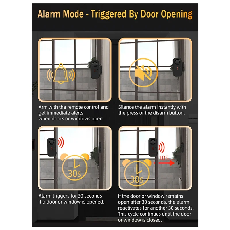 B04B-Sensor Alarm Pencuri Jendela Pintu Kit Sistem Alarm Anti Maling Remote Control Nirkabel Detektor Terbuka Pintu Keamanan Rumah