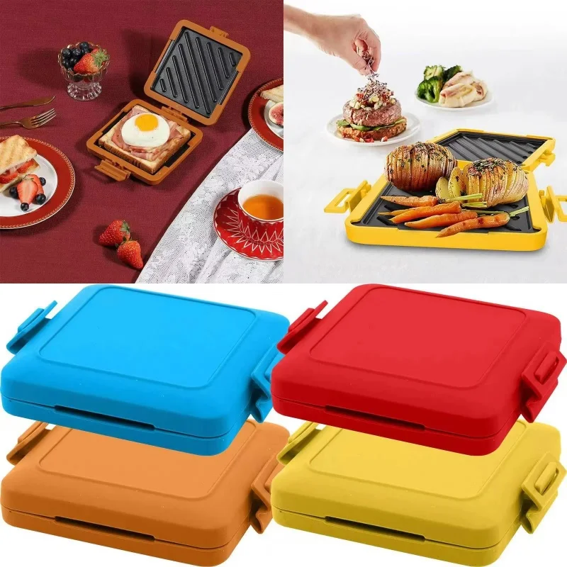 

1 шт., пищевой силикон, простая в использовании микроволновая печь-сэндвичница с регулируемыми силиконовыми ремешками, быстрое и равномерное приготовление пищи для тостов