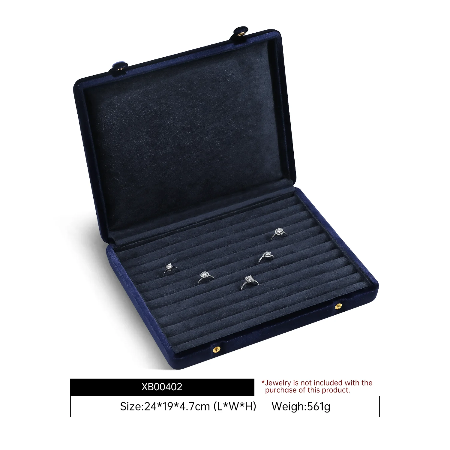 Yinbeini Fluwelen sieradenopbergdoos Ring Oorbel Hanger Display Organizer Grote ruimteverpakkingsdoos voor collectie XB006