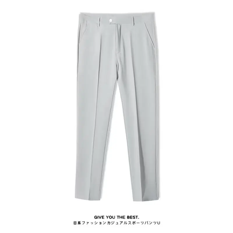 Business Casual Slim Fit Men's Pants Straight Leg Nine Points Lightweight Loose Drapey Spring Summer 2025 Straight Leg Trousers