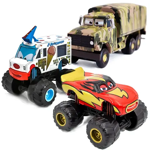 Alloy Die-Casting Pixar Cars Big Wheel Ice Cream High Car Glasses McQueen Camouflage Truck Toy Car Model Children's Gift