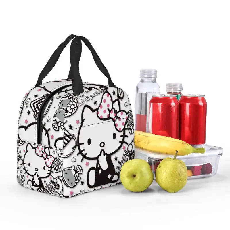 Custom Hello Kitty Lunch Bag Waterproof Cooler Thermal Insulated Bento Box For Women Kids Picnic Travel Food Tote Bags