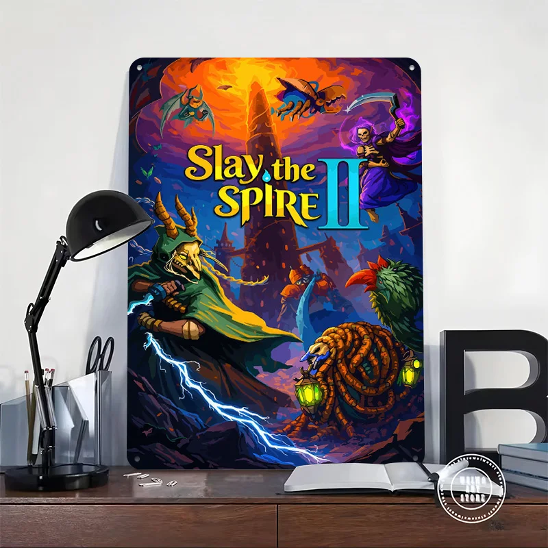 Slay the Spire II Game Art Personalized 3D Textured Metal Poster Wall Art Tinplate Sign for Home Decor Ornaments Bar Accessories