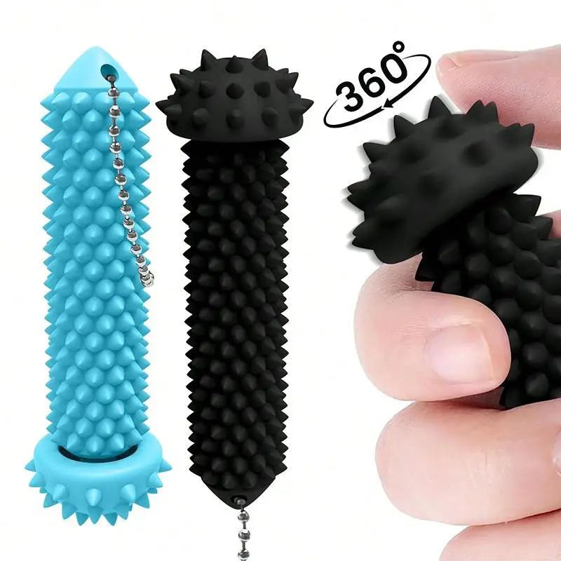 Pain Stim Spiky Roller Fidget Keychain Mini Sensory Toy Alleviate Stress Anxiety for Adults Students School Office Gifts