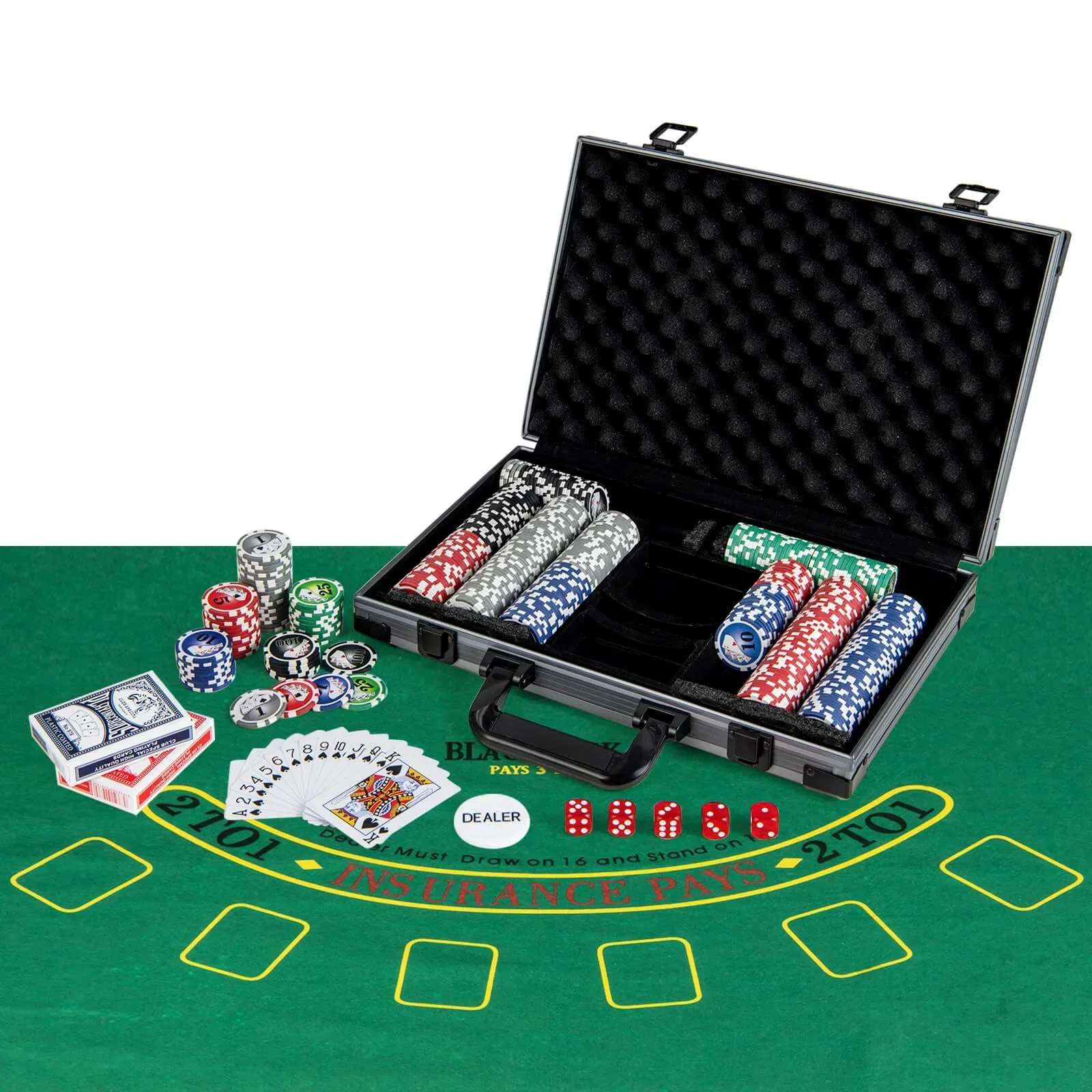 

Texas Holdem Poker Chip Set w/400 Pieces Chips 2 Deck of Cards & Dealer Button