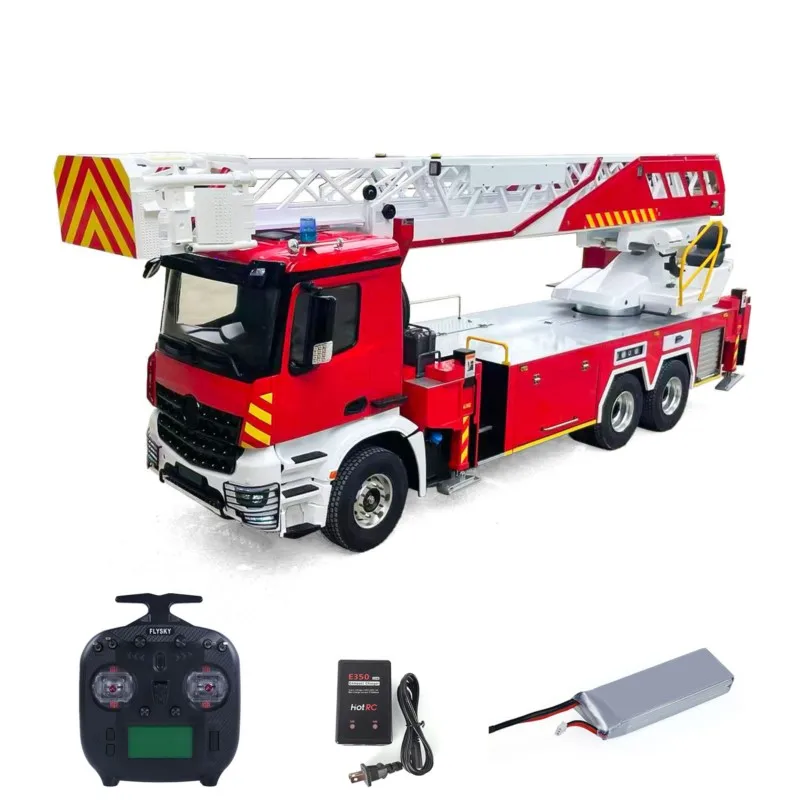 รถดับเพลิง 6x4 1/14 เกียร์ 2 สปีด โครงโลหะ รีโมทคอนโทรล บันไดยกไฟฟ้า รถกู้ภัยบังคับวิทยุ พร้อมระบบเสียง