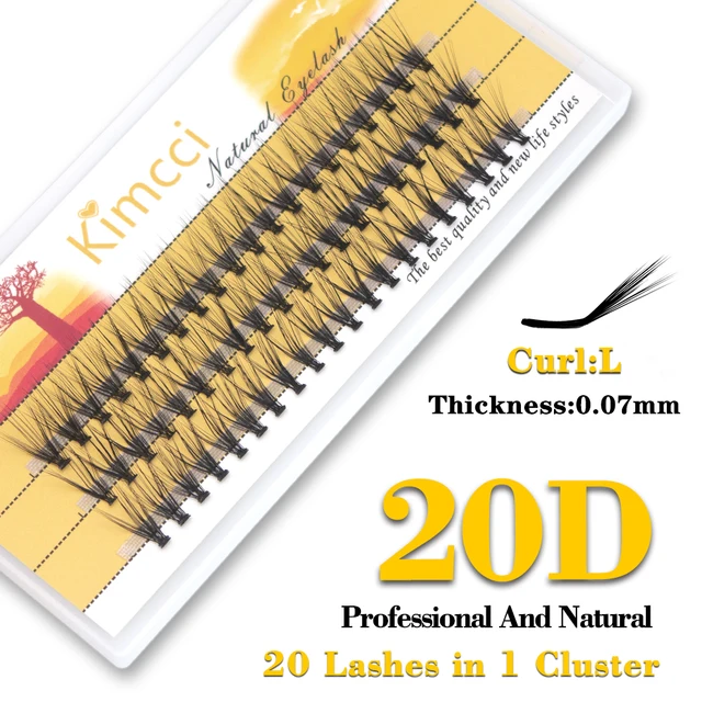 60 Zestawów 20D Curl L CZARNE Naturalne Przedłużanie Rzęs Objętościowe Sztuczne Rzęsy z Norek Pojedyncze Kępki Rzęs Makijaż Cilia JEDWAB