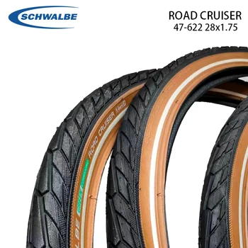 Schwalbe road CRUISER bicycle tire 47-622 28x1.75 steel reflective stripe 45-70PSI 50EPI with Wited MTB road bike brown edge tire