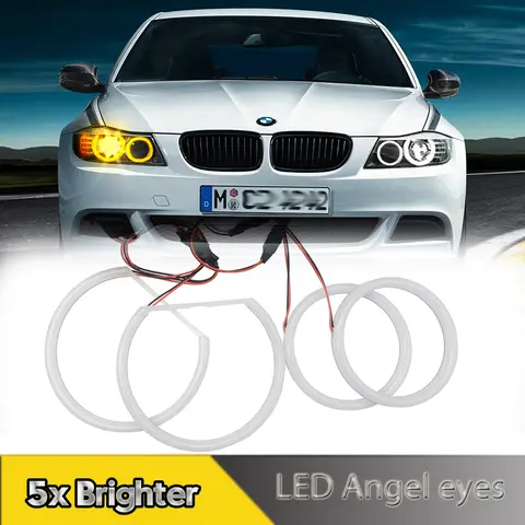 LED 엔젤 아이 키트 헤일로 링 코튼 라이트, BMW E90 E91 E92 E93 E81 E82 E87 E88 DRL 주간 주행 램프, 자동차 액세서리, 4 개