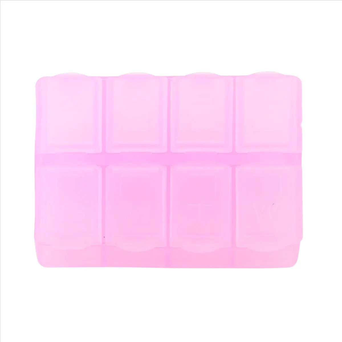 HITL Plastic Rectangle 8 Compartments Medicine Pill Box Pink