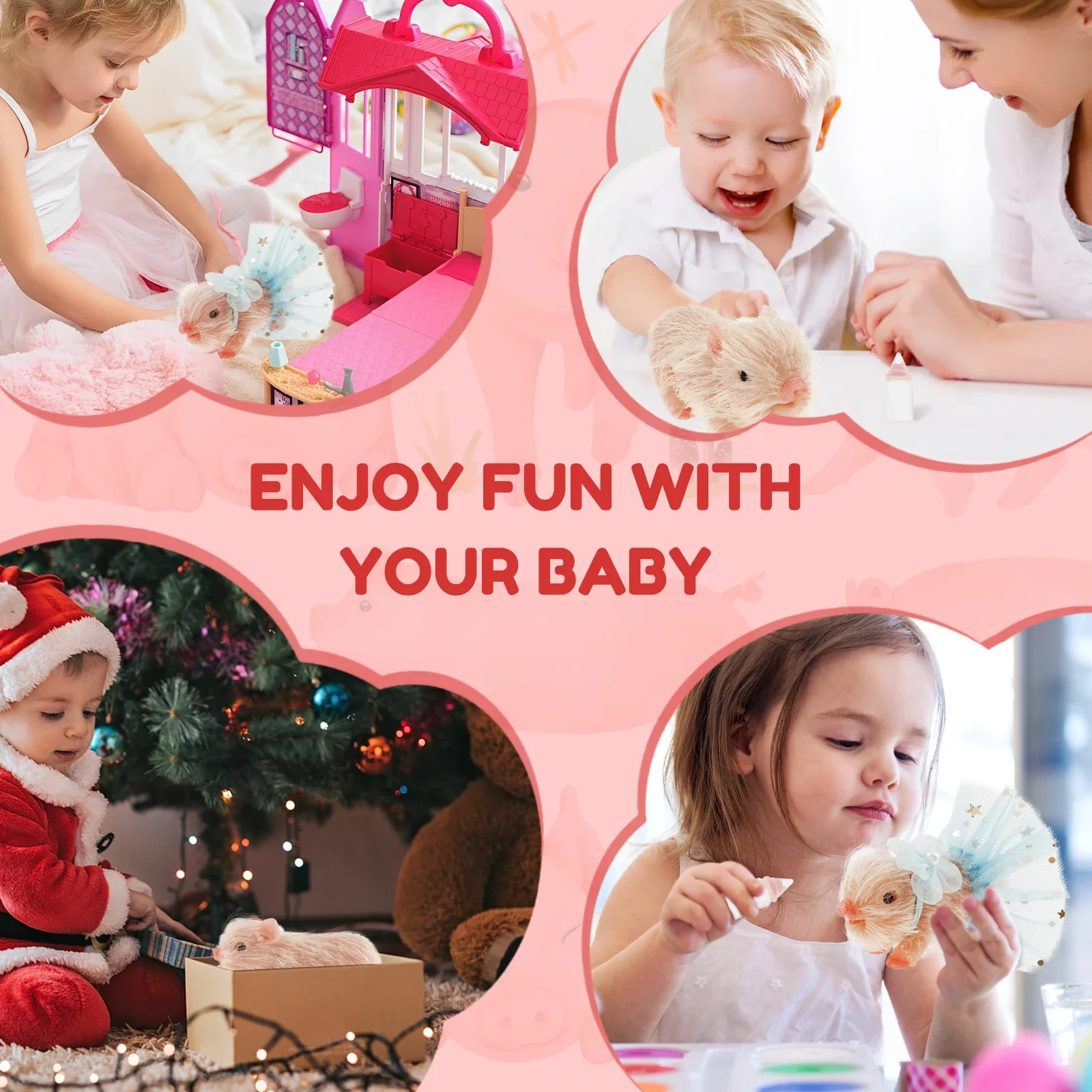 مجموعة دمى خنزير سيليكون محاكاة إبداعية مع لمسة واقعية وزجاجة إكسسوارات الملابس زخرفة دمية خنزير سيليكون ممتعة #4