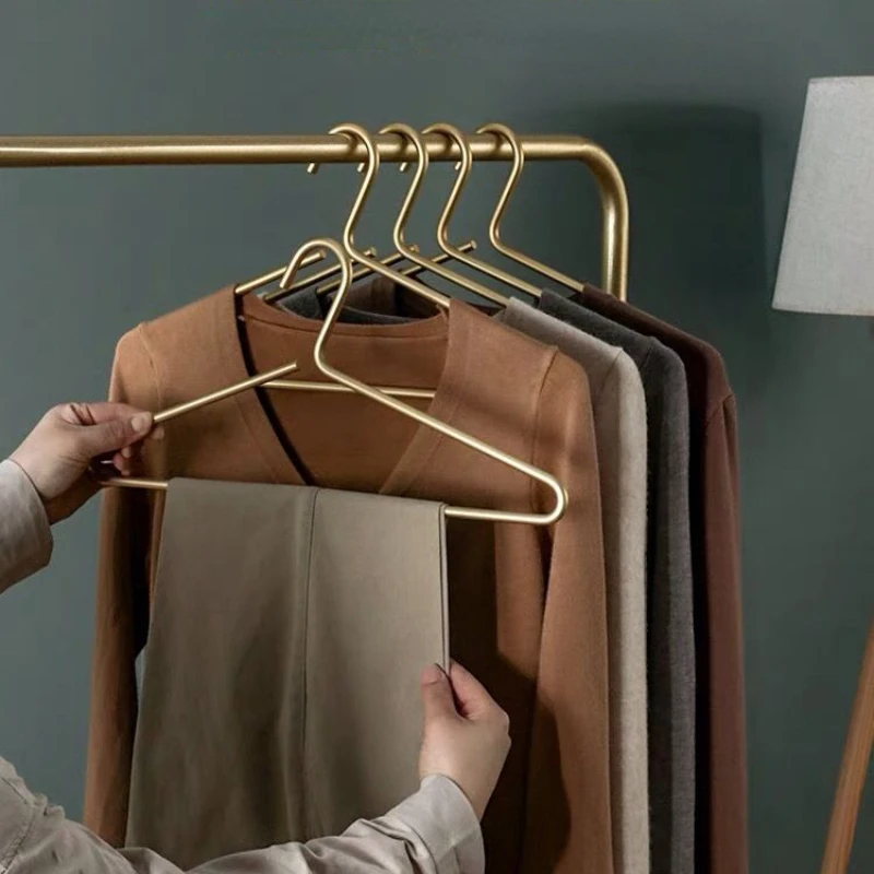 

Lengthened Golden Hangers Selling Store Oversize Garment Coat Dress Rack Bedroom Wardrobe Clothes Pants Support Organizer Tools