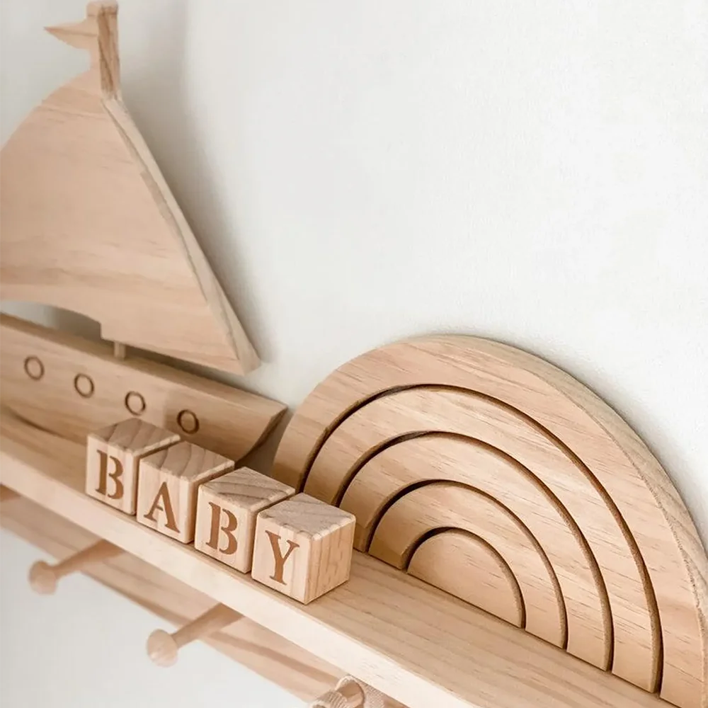 4 Stücke Holz Buchstaben Blöcke Baby Geburtstag Baby Dusche Geschenk Alphabet Blöcke Holz Kindergarten Dekor Neugeborenen Foto Requisiten Geschlecht offenbaren – Detail 3
