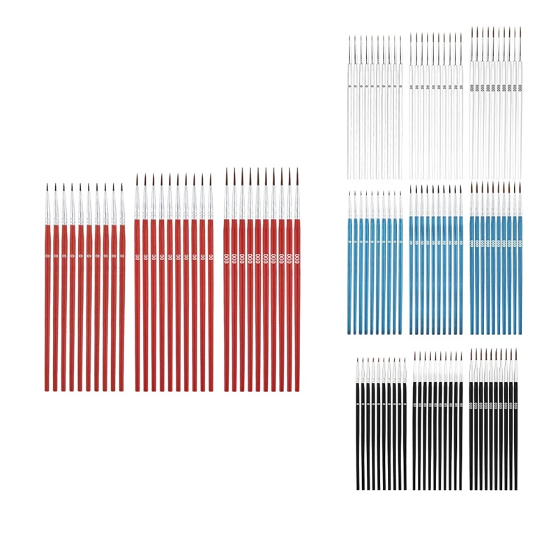فرش طلاء صغيرة التفاصيل ، فرش مبطنة دقيقة لحرف الرسم ، زيت أكريليك بألوان مائية ، 3 أحجام ، 0 00 00 ، 45