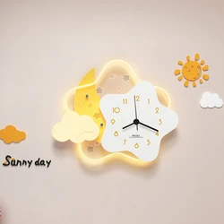 Decorative Painting with Clock Back, Hanging Painting, High-end Light Luxury Mural Aesthetic Nordic Silent Art Mural Wall Clock