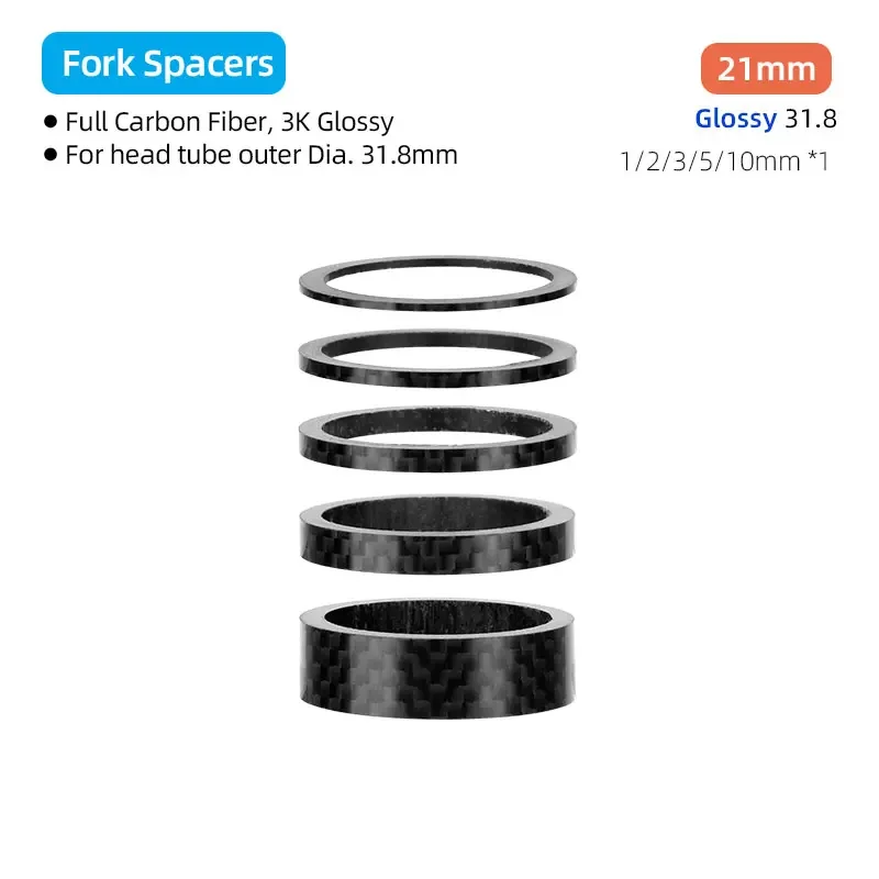 31,8mm Gabel Headset Carbon Spacer MTB Fahrrad Lenker Vorbau Rise Up Einstellen Unterlegscheiben 3K Glänzende Faser Lenkung DIY Zubehör
