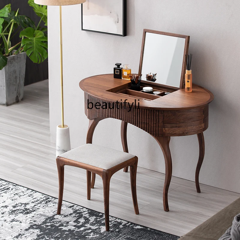 North American Black Walnut All Solid Wood Dressing Table Italian Nordic Simple Makeup Table