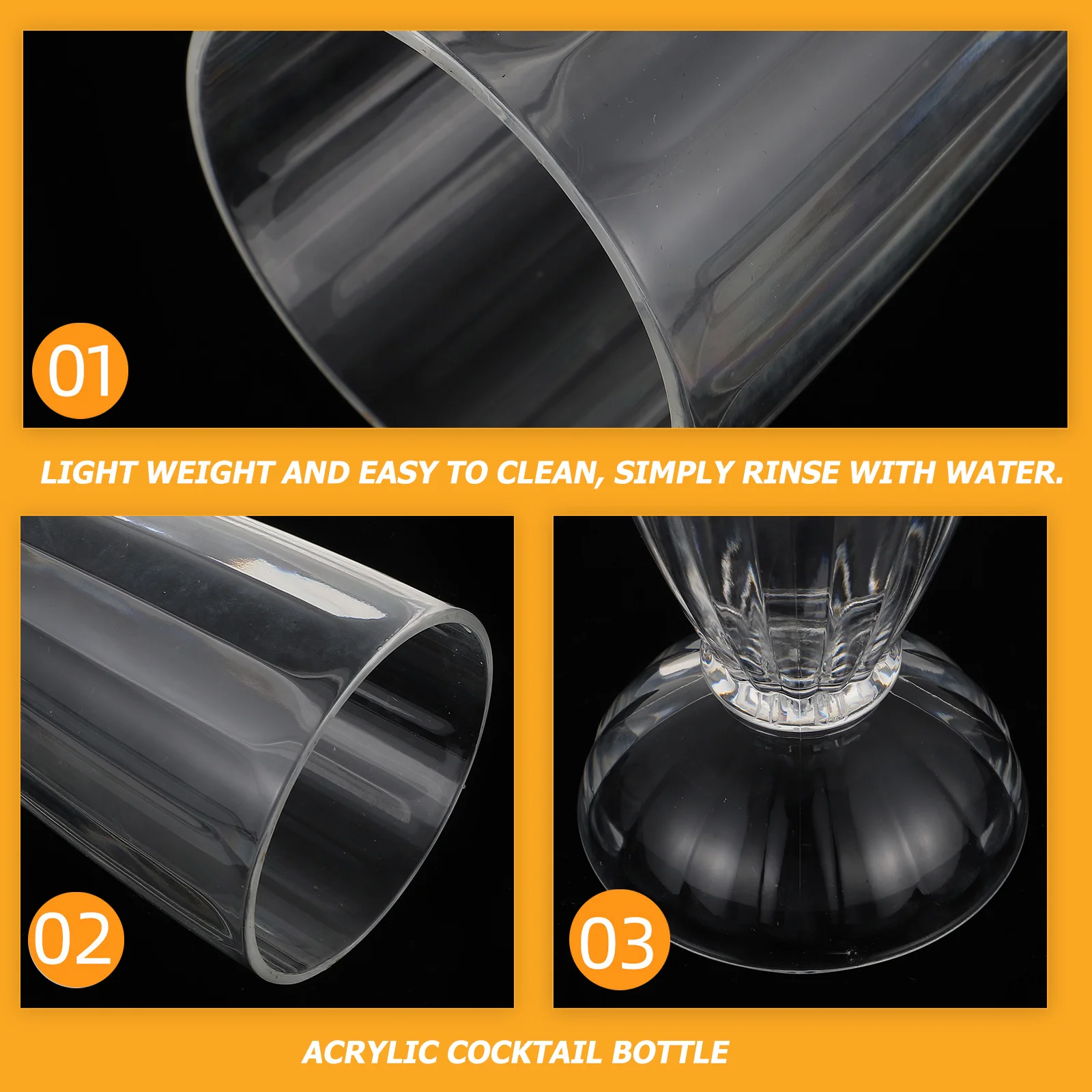 

2Pcs Acrylic Milk Tea Cup 425Ml Smooth Edge Transparent Juice Mug Thickened Base for Long Term Use Drinks Cup Cocktail Bottle