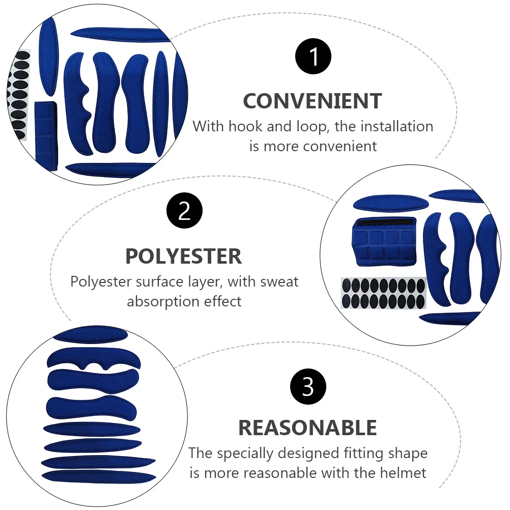

Sweatproof Polyester Cycling Helmet Pad Thickened Sponge Inner Pads Specially Designed Fitting Shape For Biking And Skating