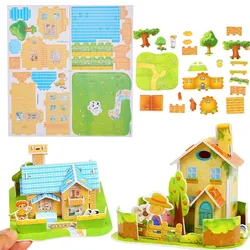 Mini 3D House Model Jigsaw Puzzles Foam Paper Sets For Kids Children's Puzzle Assembly DIY Early Education Toys Handmade Crafts