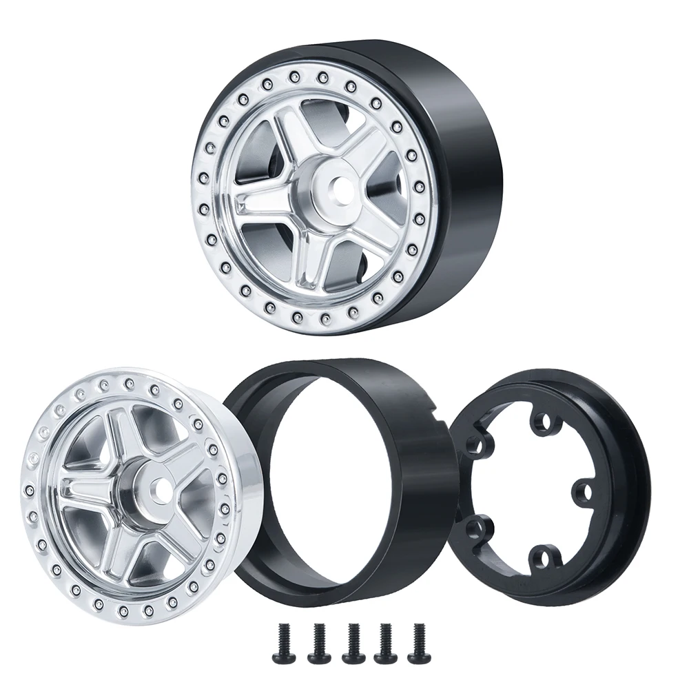 YEAHRUN 1.0 Beadlock Wheel Rim Plastic 5-Spokes Hub for Axial SCX24 90081 AXI00001 02 04 05 06 1/24 RC Crawler Car Upgrade Parts