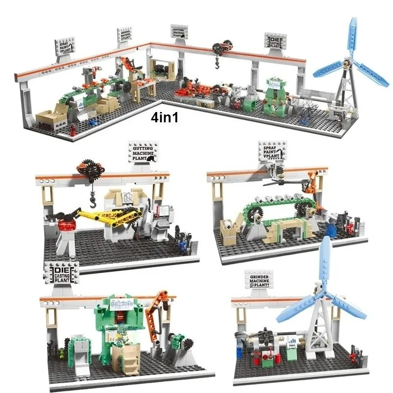 

4в1 креативная фабрика промышленного оборудования, ветрогенерация, строительные блоки, производство трубопроводов, сборные кирпичи, детские игрушки