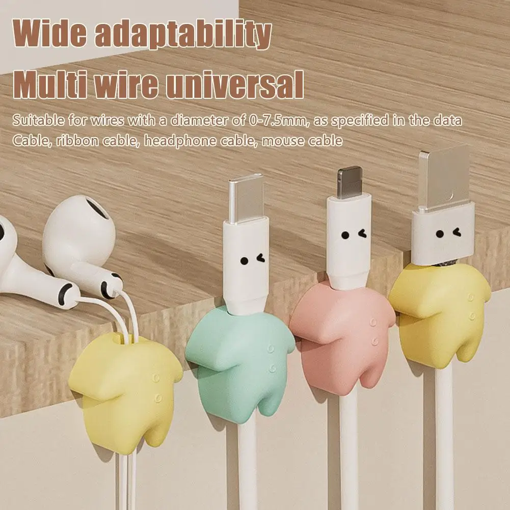 3pcs Little Q Man Data Cable Organizer For 0-7.5MM Wire Desktop Cable Organizer To Avoid Entanglement And Protect Wire Ends