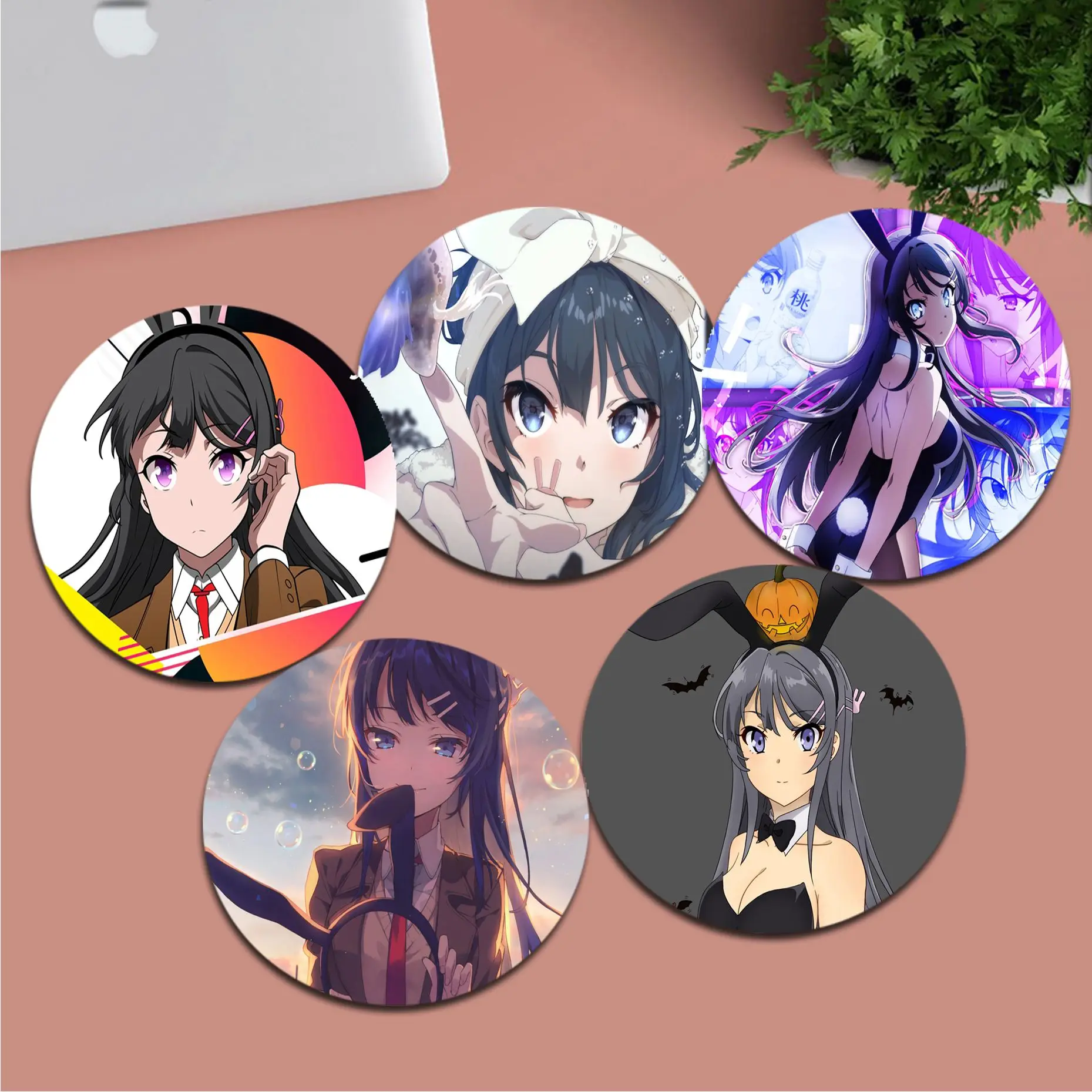 

Anime Mai Sakurajima Small Round Cabinet Gaming Laptop Computer Desk Mat Office Notbook Mouse Pad Mouse Mat PC Computer Table