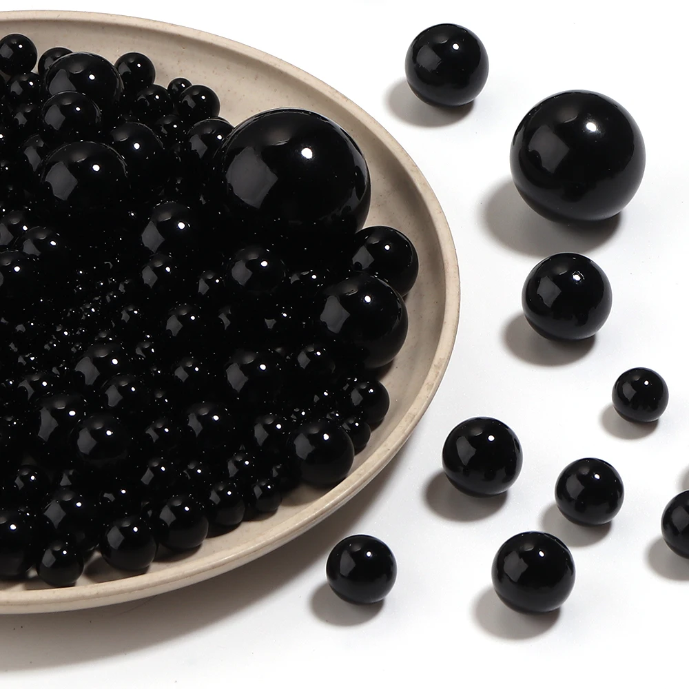 5-1000 Stück 1,5-30 mm schwarze ABS-Imitationsperlen ohne Loch, runde lose Abstandsperlen für die Schmuckherstellung, DIY-Armbänder, Halsketten – Detail 5