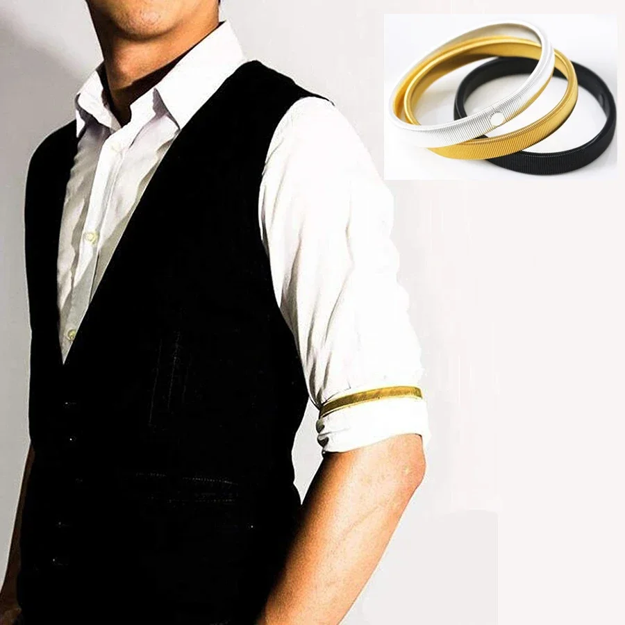 미끄럼 방지 금속 암밴드 팔찌, 다기능 스트레치 셔츠 슬리브 홀더, 신축성 있는 암밴드 액세서리, 남녀공용