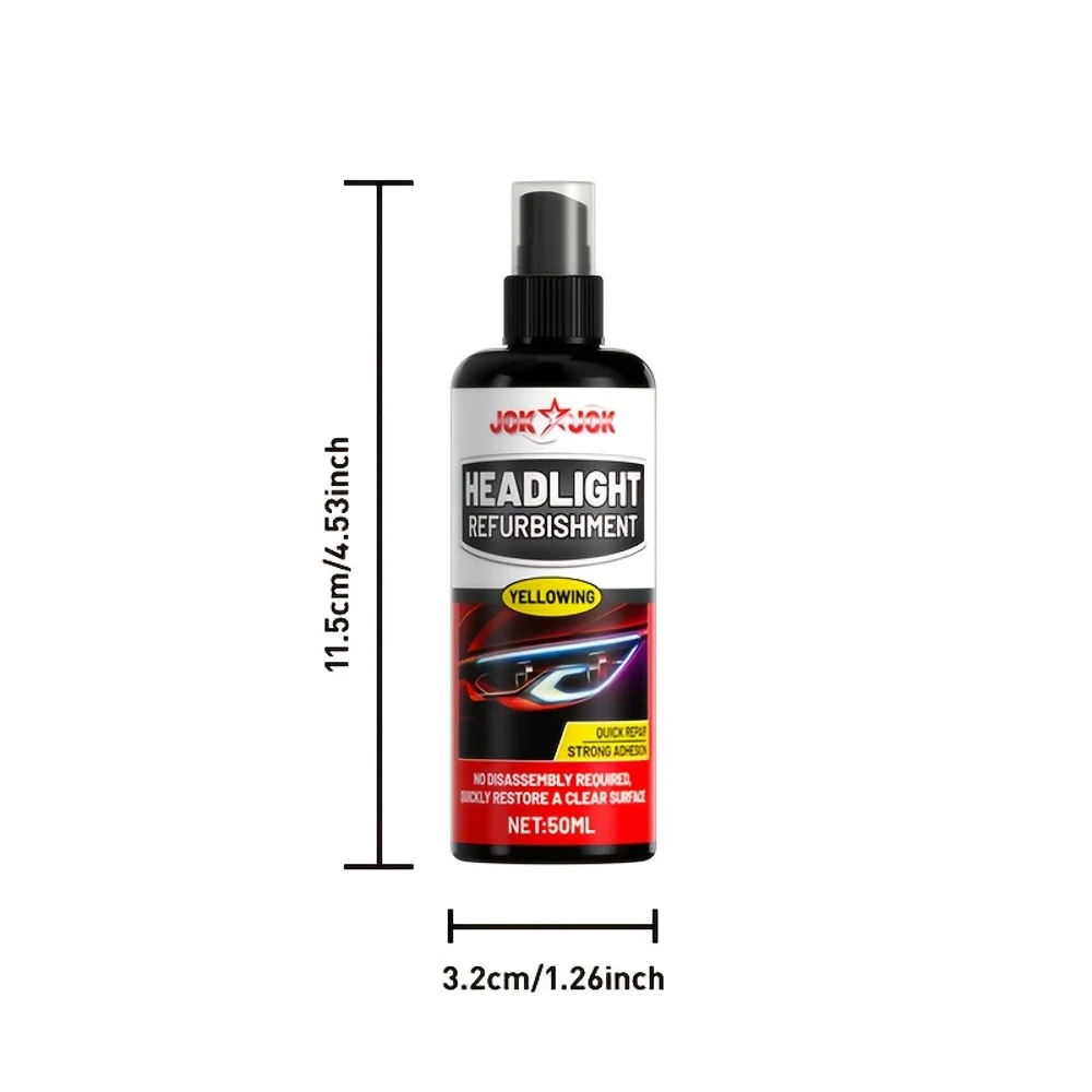 

JOKJOK 50ml All-in-One Headlight Restoration Spray - 10-Year Long-Lasting Clear Coat Protection, Hazy & Oxidized Lens Treatment,