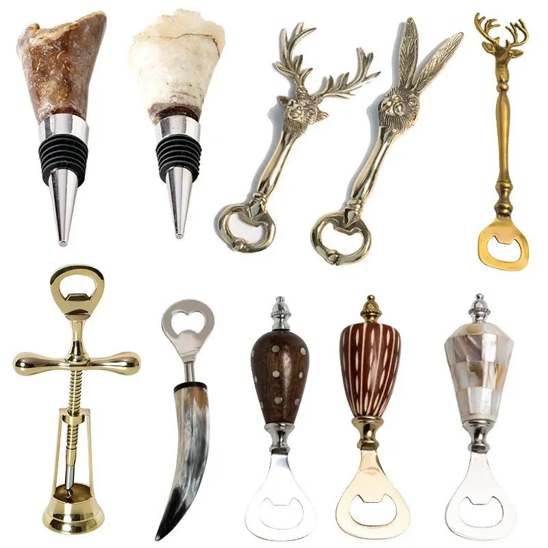 

Creative beef bone wine set corkscrew color shell craft bottle opener model room restaurant wine cooler bar decoration