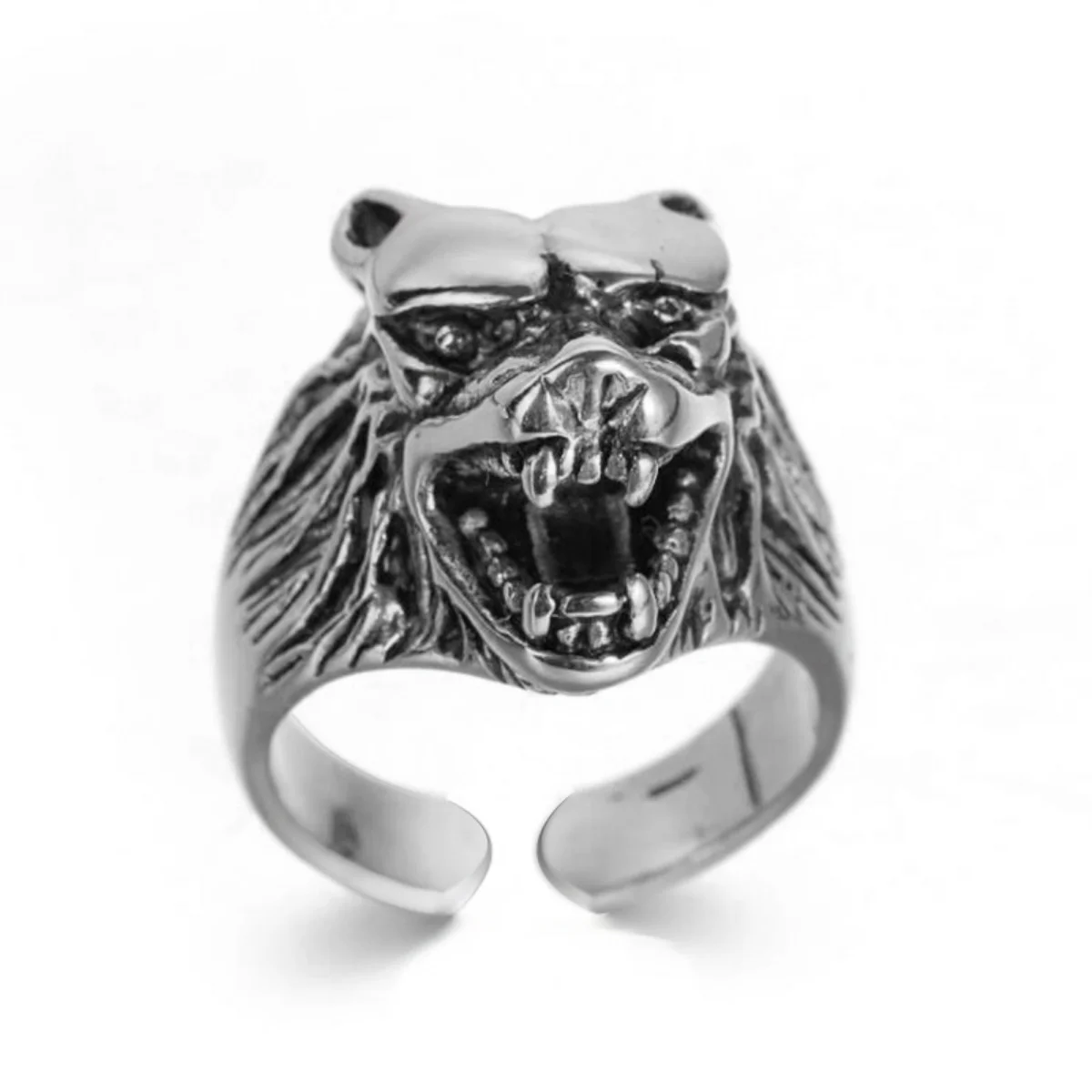 Foreign Trade Popular Style New Arrival Hot Sale Alloy Wolf Head Ring Animal Skull Sheep Head Ring Fashion Wild Rock Ornament 1$