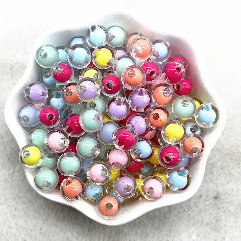 50pcs 8mm Round Transparent Acrylic Beads Loose Spacer Beads for Jewelry Making DIY Handmade Accessories