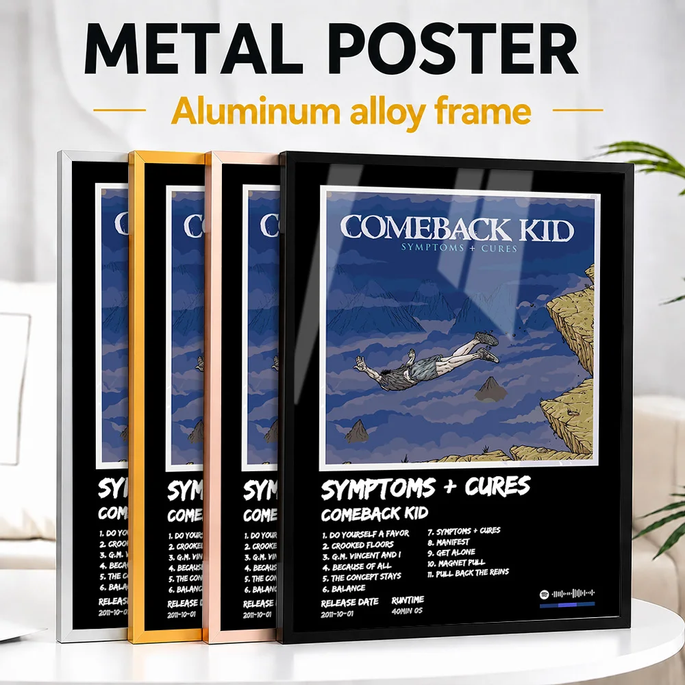 Comeback Kid Symptoms Cures Album Framed Metal Poster Customized Vintage Style Wall Art For Home Office And Recording Studio
