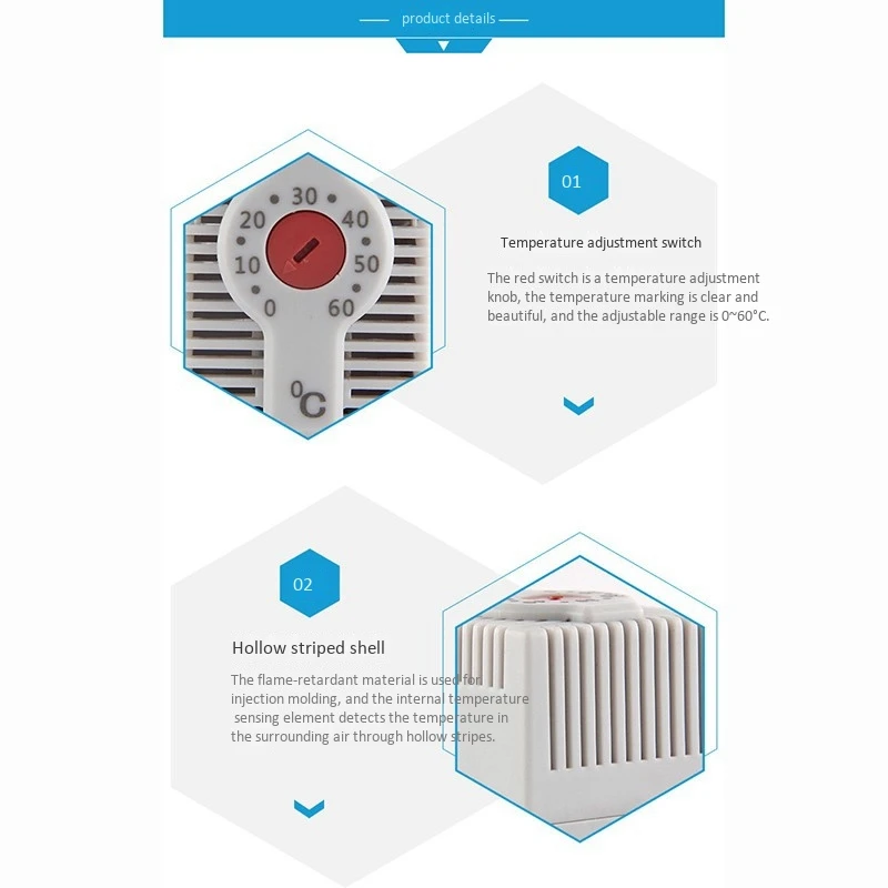 Kto011 Normaal Gesloten Nc Verstelbare Mechanische Temperatuurregelaar Kast Thermostaat Din Rail, Voor Verwarming Gebruik