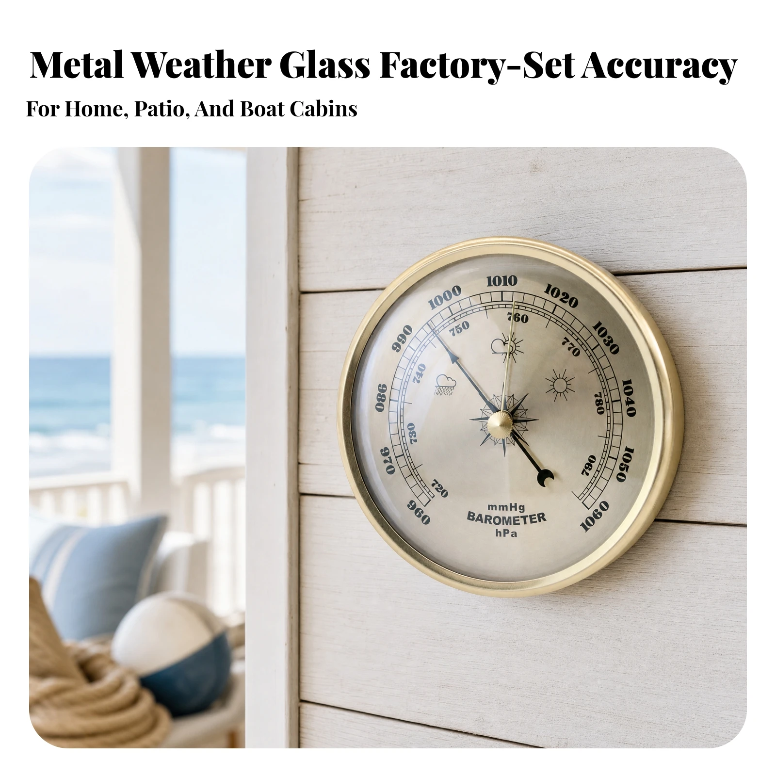 Analog Atmospheric Pressure Gauge Gold-Colored Atmospheric Pressure Gauge with Adjustment Knob Weather Indicator Traditional