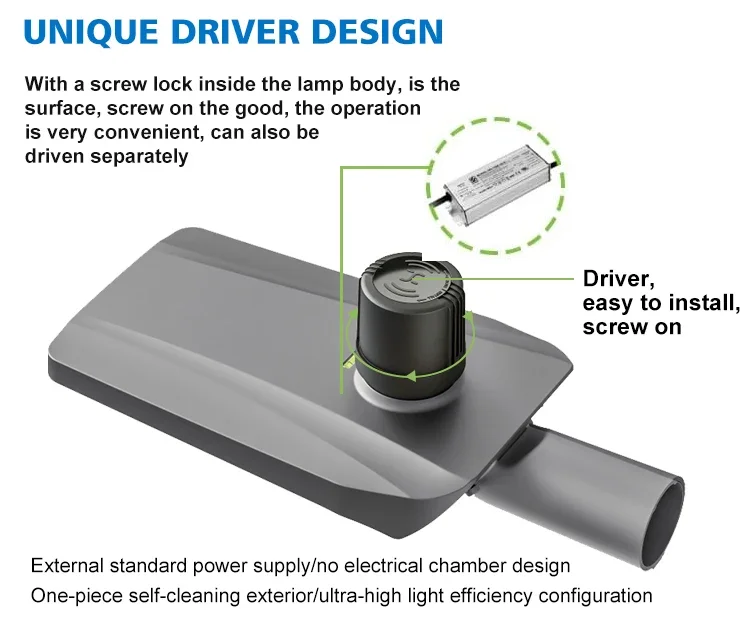 

2026 Съемный драйвер 190 лм/Вт IP67 Литой под давлением алюминий 30 Вт 60 Вт 75 Вт 100 Вт 150 Вт 200 Вт 240 Вт Управление освещением Встроенный светодиодный уличный фонарь