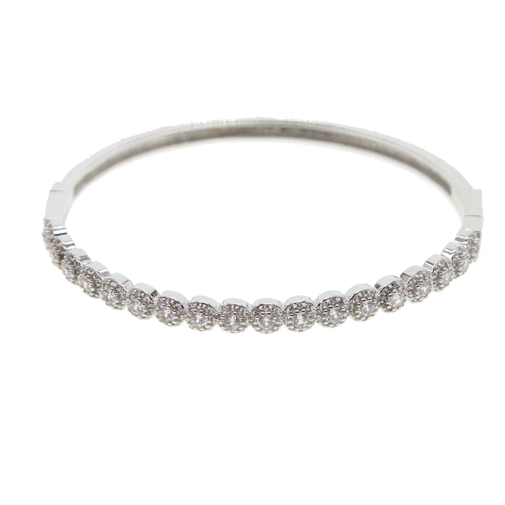 rose gold Color Clear CZ Charm Bracelets & Bangles For Women Star With Moon WEDDING Bangle Jewelry Wholesale Pulseras