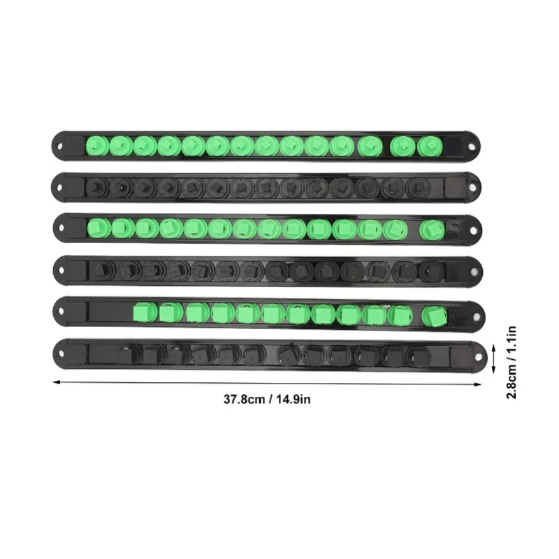 6pcs Socket Organizer 360° Swivel Removable End Cap 1/4 Inch X 28 Clips 3/8 Inch X 28 Clips 1/2 Inch X 24 Clips Socket Holders