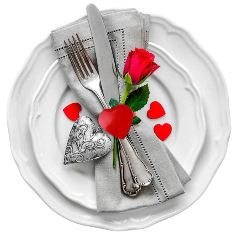 

Valentine's Day Cloth Napkin Ring Set Valentine's Day Cloth Dinner Napkin Decoration Wedding Dining Table Decoration