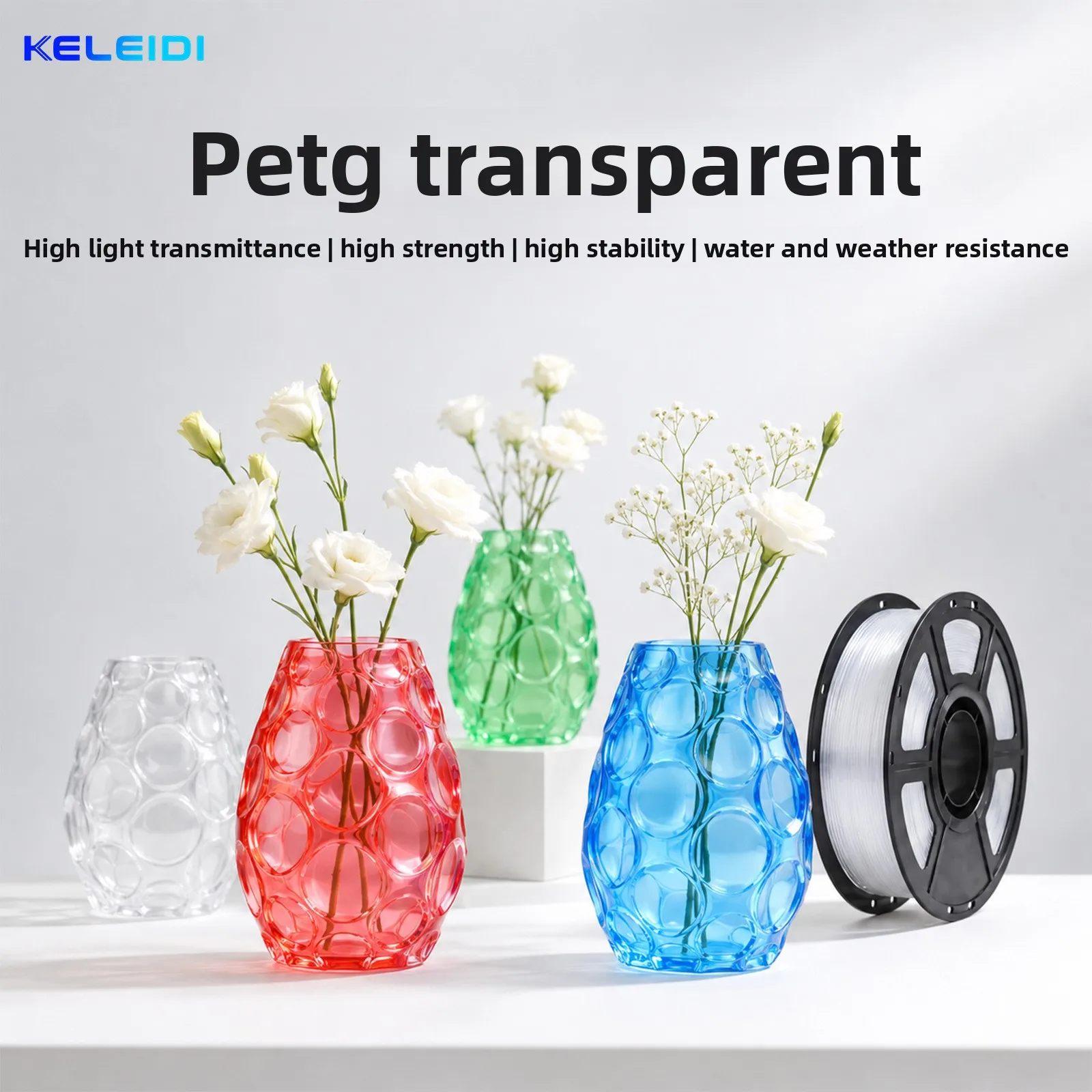 PETG 1KG 3D Printer Filament Transparent 1.75mm High Precision Neatly Wound