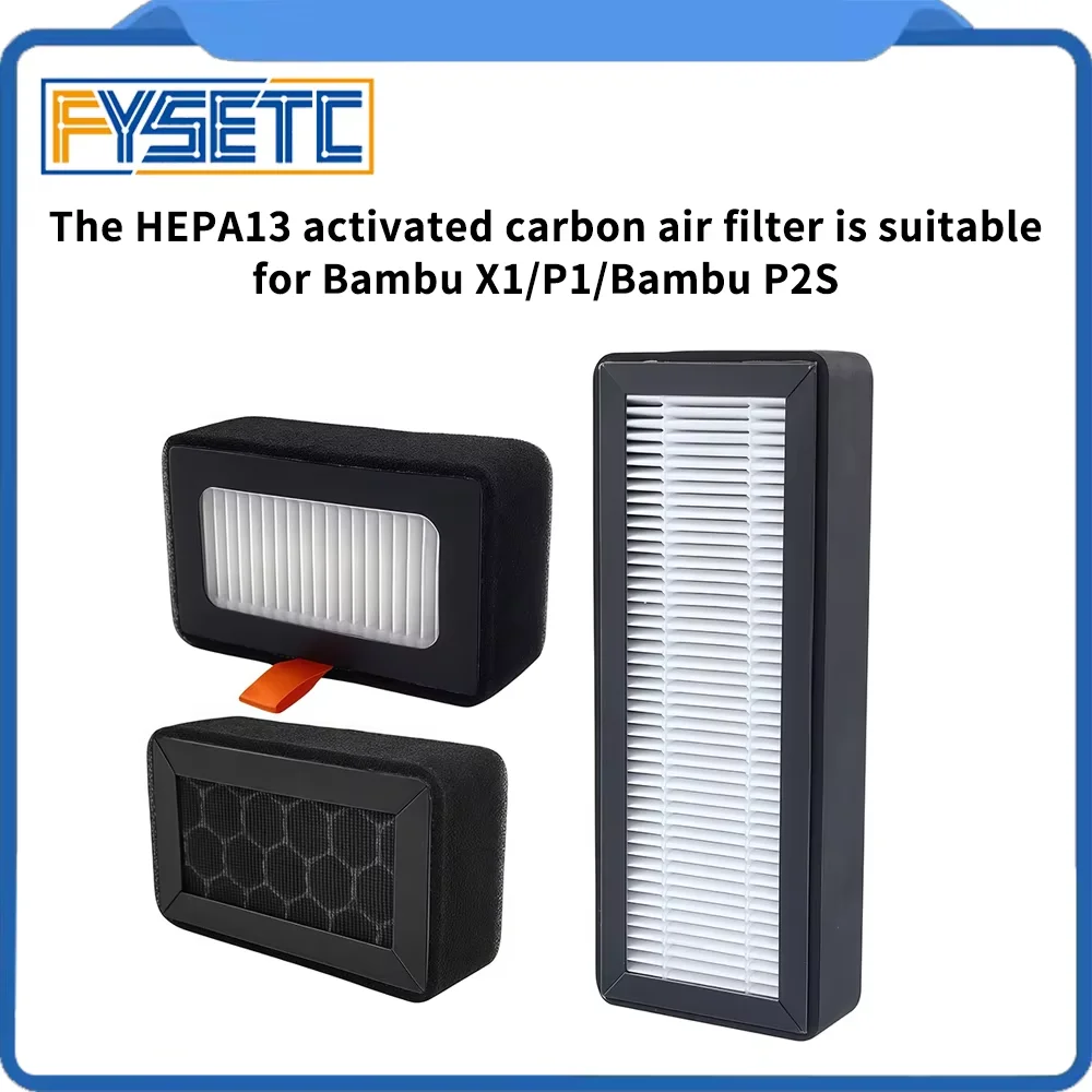 For Bambu Lab X1/P1/P2S HEPA13 Activated Carbon Air Filter 3d Printer Upgraded Parts for Bambu X1/P1/P2S 3D Printers