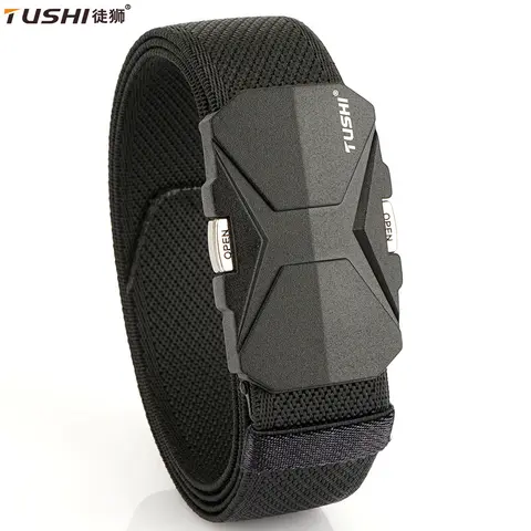 TUSHI New Tactical Waist Belt Woven Durable Automatic Buckle Men Belt Army Multifunctional Nylon Belt Outdoor Hunting Sports