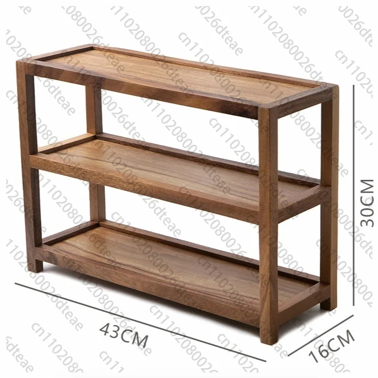 Walnut Tea Set Storage Rack Solid Wood Multi-layer Shelf Desktop Living Room Decoration Bogu Rack Simple Teapot Ornament