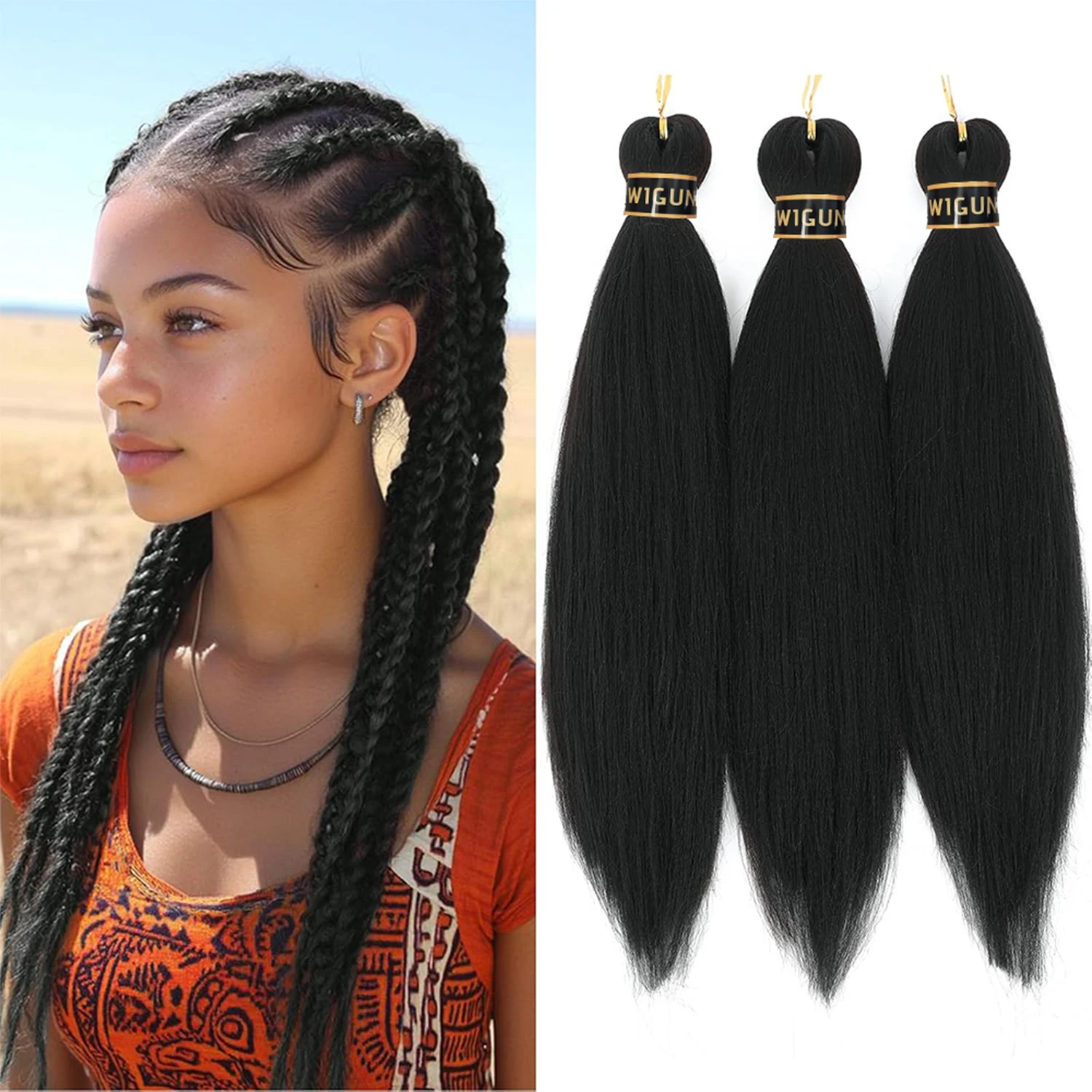 

Easy Braid Prestretched Braiding Hair 26 Inch for Crochet Braiding Hair Yaki Texture Water Setting Braid Crochet Hair Extensions