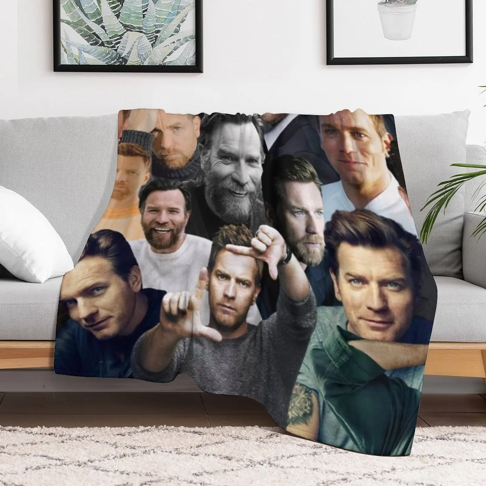 Ewan McGregor photo collage Throw Blanket Stuffeds Decoratives Multi-Purpose Soft Big Blankets